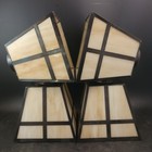 Set Of 4  Vintage Arts   Crafts Style Brass And Slag Glass Shades 