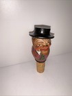 Vintage Arni Wooden Hand Carved Man Mechanical Jaw Wine Bottle Cork Stopper