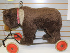 Vintage German Steiff Bear With Steering Wheels  Large Mohair Pull Toy