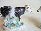 Antique Staffordshire Cow Figurines Pair Cow Statues C  1890