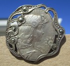 Vintage Antique French  four Seasons-summer-nouveau Lady marcasites metal Button