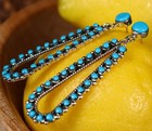 Navajo Handmade Sterling Long Dangle Turquoise Earrings