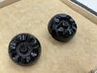 Lot Of 11 Antique Victorian Faceted Jet Black Glass Molded Buttons Small Round F