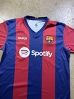 Fc Barcelona Jersey Mens Medium Blue Red Soccer Lewandowski 9 Spotify Unhcr