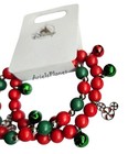 Disney Parks Mickey Christmas Jingle Bells Peppermint Swirl 2 Bracelet Set