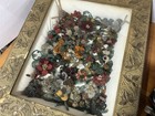 Antique Victorian Mourning Shadow Box Floral Flowers Yarn Felt Chenille Wire