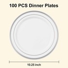 100pcs White Plastic Plates For Party  10 25 Inch Heavy Duty Dinner Plates Wi   