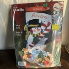 Vtg Plaid Bucilla In The Spirit Felt Christmas Stocking Kit Snowman Rabbit New