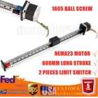 600mm Cnc Linear Guide Rail Slide Stage Actuator Ball Screw Stroke Nema 23 Motor