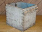 Old Early Primitive Wood Farm Carry Box In Original Muted Blue Paint