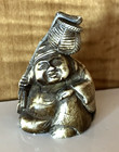 Carved Resin Man Carrying Basket On Stick Over Head Netsuke 1 75  H   Unsigned