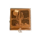 Desk Set Of 2 Laser Engraved Wood Pen And Business Card Holders Cactus Saguaro