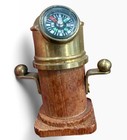 Nautical Gimbal Compass Vintage Ship Boat Decor Brass Wood Binnacle Small 1 75   