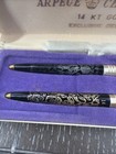 Vintage Arpege Chanel No 5 14k Gold Filigree Ballpoint Pen Set In Original Box