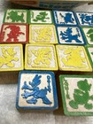 Vintage Walt Disney Playskool Disneyland 14 Wooden Wood Blocks Box 1974 Mickey
