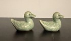 Pair Korean Wedding Ducks Traditional Celadon Crackle Glaze Ceramic Pottery