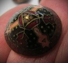 Antique Arts   Crafts Nouveau Brass Conical Buttons Pink Red Black Enamel   21  