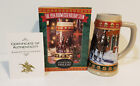 Vintage 1994 Budweiser Beer Holiday Christmas Stein Mug Hometown Holiday Nib Coa