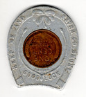 1934 Lincoln Penny Encased I Aluminum Good Luck Horseshoe