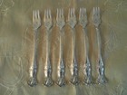 1847 Rogers Bros Vintage Grape Six Cocktail Forks Silverplate 1904 - Mono D