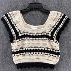 Freshman 1996 Crochet Two Piece Set Skirt crop Top Black Cream Medium Resortwear