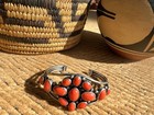 Gorgeous Vintage Nila Cook Joshson Silver-and-coral Cuff