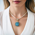 Natural Paraiba Tourmaline 24 Mm Round 925 Sterling Silver Pendant See Video