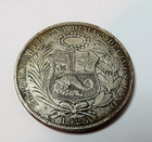 Antique 1925 Peru South America 1 Sol Big Original Silver Peruvian Coin 24 9 Gr 