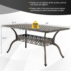 Outdoor 59  Dining Table All-weather Cast Aluminum Umbrella Hole 6 Person Bronze