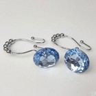 Sky-blue Crystal Rhinestone Double Hooks 12 Pcs Stainless Steel Rustproof
