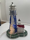 Vtg Stained Glass Lighthouse Table Lamp Night Light Nautical Decor-works 11   