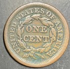 1853 Braided Hair Large Cent Rare Old Nice Grade Coin Great Collectible B698