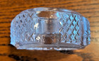 Antique Vintage 3  Round Large Clear Crystal Glass Inkwell - Beautiful Pattern 