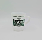 Vintage Fire King Milk Glass Coffee Cup Farm Bureau Insurance Oven Safe Usa