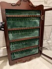 Vintage Bombay Victorian Brown Wood Spoon Display Case With Glass Door