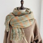 Men Women s Winter Cashmere Plaid Solid Wool Scarf Scarves Us Stock