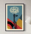 Obey Giant Shepard Fairey Ak-47 Lotus Signed Art Poster Print 24x36    Litho Mint