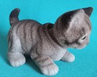 Vtg 1950s Norleans Gray Cat Kitty Nodder Bobblehead Flocked Figurine