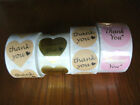New Thank You Heart Stickers 1 25-1 5 Inches Bundle Lot Of 2000 Tan  Pink   Gold