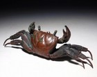 Jizai Okimono Crab Articulated Model Copper Statue Meiji Original Antique Jpn