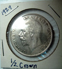 1929 Great Britain 1 2 Crown Silver Coin nice Original Coin About Uncirculated  