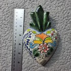 Talavera Heart Wall Decor Mexican Pottery Art  Hand Painted 6 X 4 5 X 1 5in