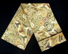 Japanese Kimono silk maruobi turtle Shell dancing Cranes gld Thread l14    4782