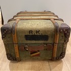 Antique 1910s World War 1 Ww1 Canada Army Wood Banded Steamer Deployment Trunk