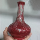 Nice Chinese Collectable Art Hand Offering Red Porcelain Vase