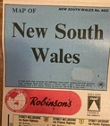 New South Wales Australia School Map Large Canvas Backed 1970 s Robinson s