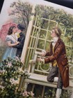 Antique Valentine s Victorian Couple Gazebo Flowers Embossed Postcard 1908