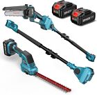 Seesii 6-in-1 Cordless Pole Hedge Trimmer Shear Electric Pole Saw Combo Kit