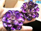 Two Large Metal Purple Rose Flowers  For Accents  Embellishments