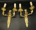 Large Pair Caryatid Wall Sconces Louis Xv Style 19th C - Bronze - French Antique